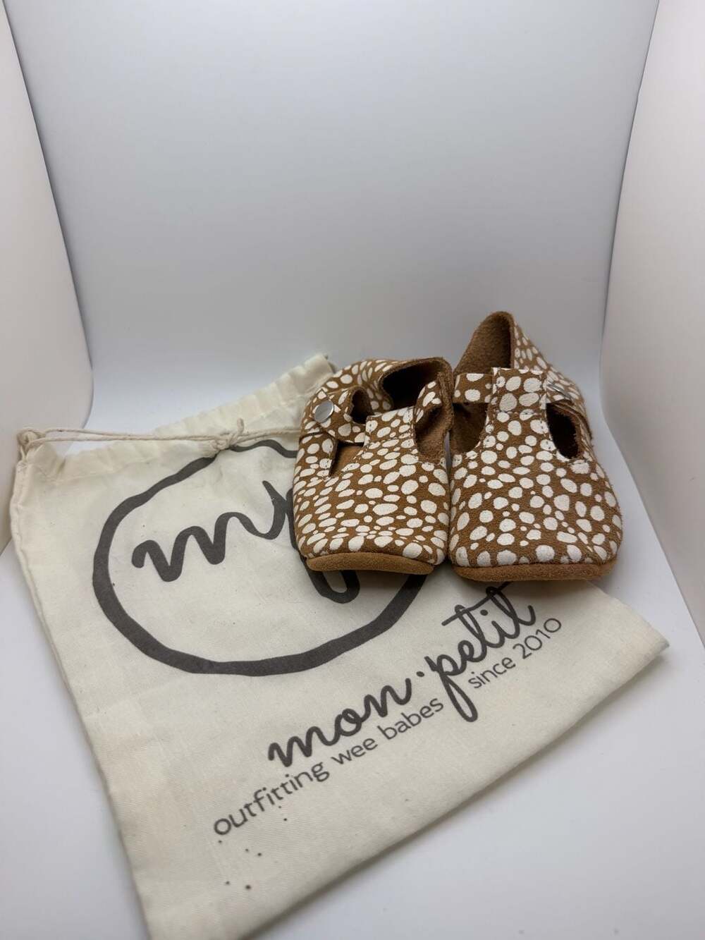 Mon Petit Shoes Original Soft-Soled T-Strap Fawn Dot Baby Shoes